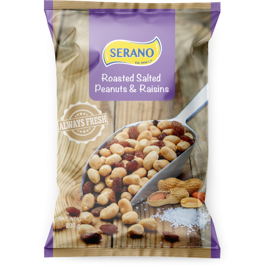 Roasted salted peanuts & raisins