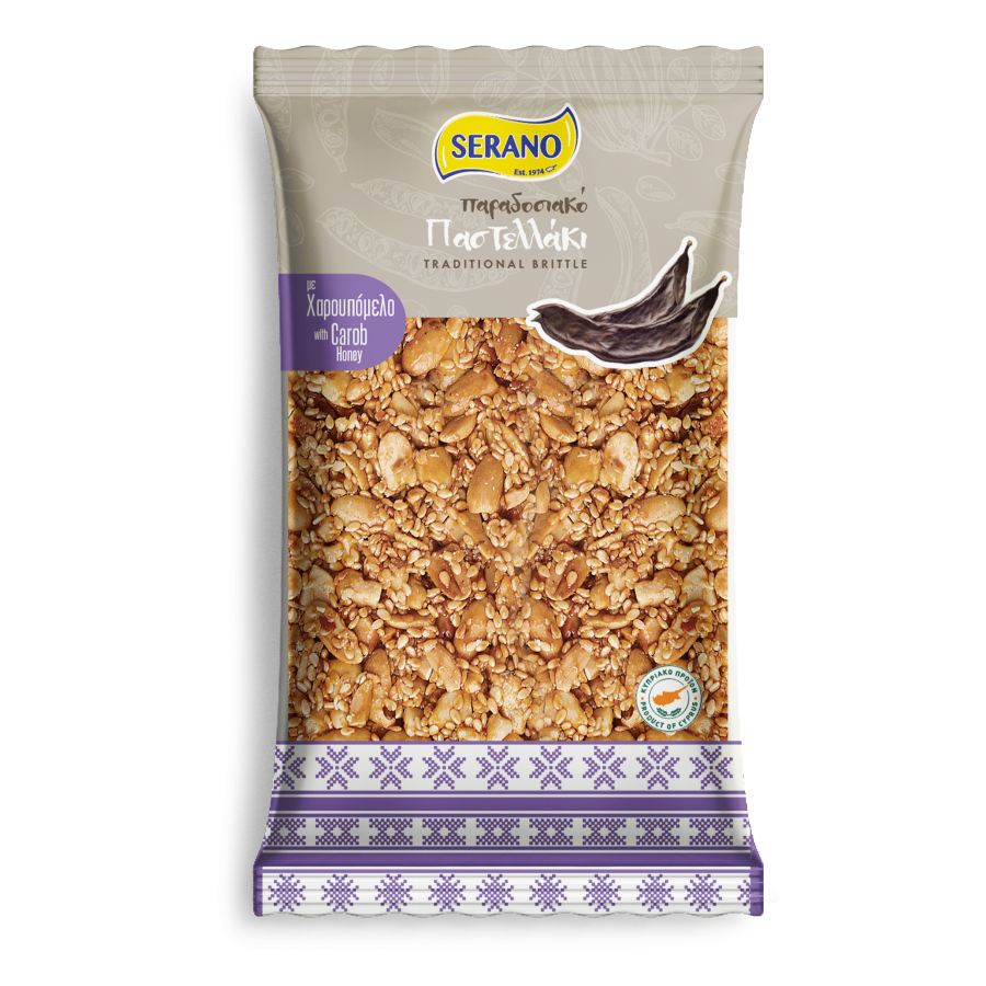 Brittle with Carob & Peanuts 200gr